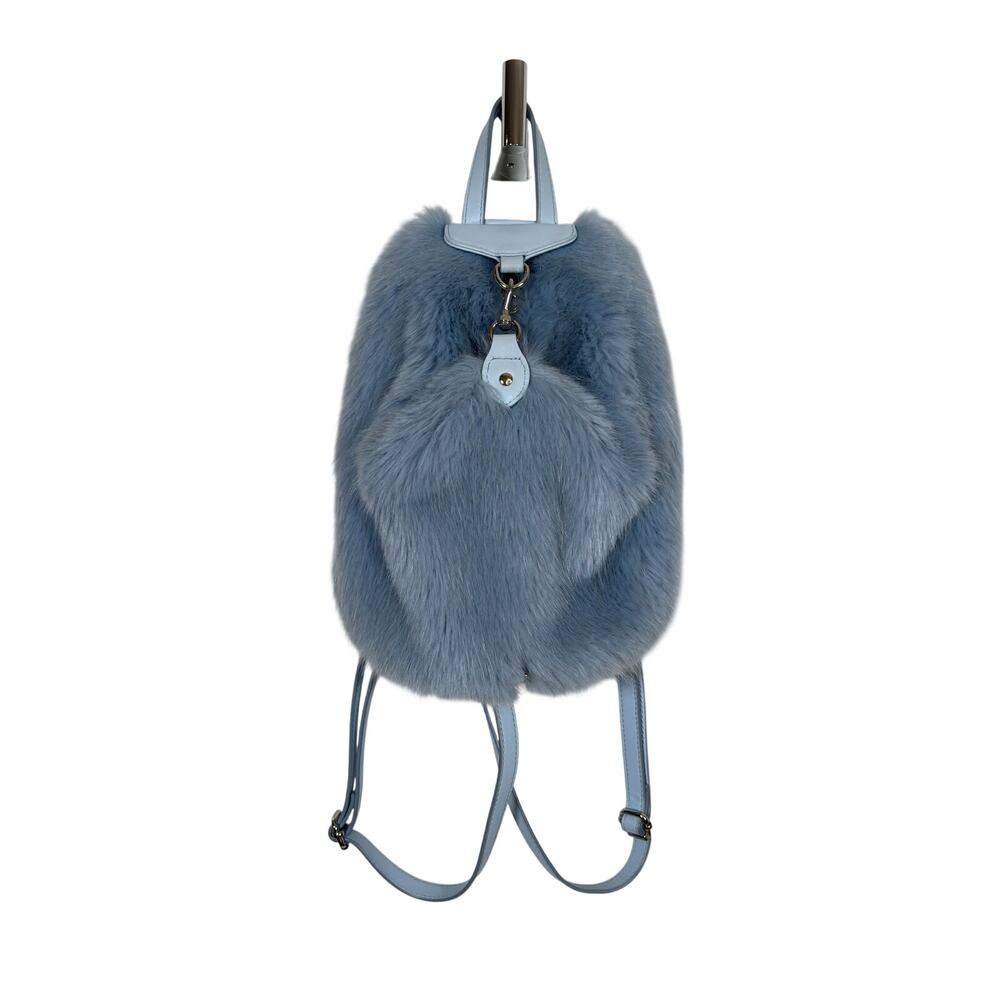 Rebecca Minkoff Backpack Womens Mini Light Blue Julian Convertible Faux Fur
